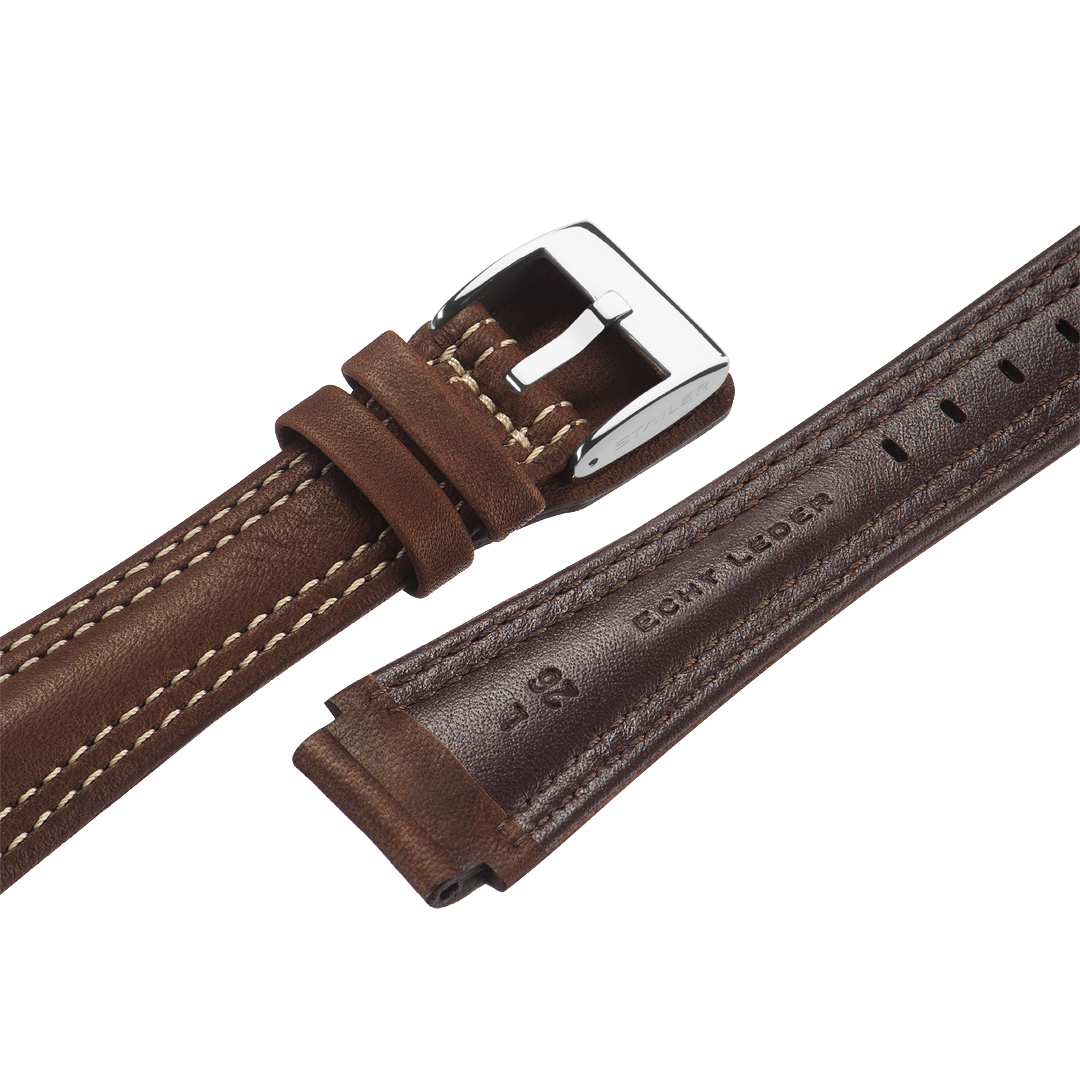 Stailer Premium 5132 Navigator - ремешок для часов коричневый, итальянская кожа растительного дубления, гладкий, Германия - мастерская «Часовая Скорая Помощь». Картинка Stailer Premium 5132 Navigator - ремешок для часов коричневый, итальянская кожа растительного дубления, гладкий, Германия