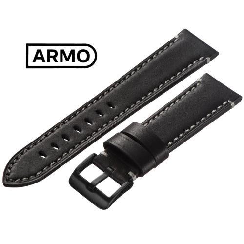 ARMO 4741 - ремешок для часов чёрный, кожа, гладкий - мастерская «Часовая Скорая Помощь». Картинка ARMO 4741 - ремешок для часов чёрный, кожа, гладкий