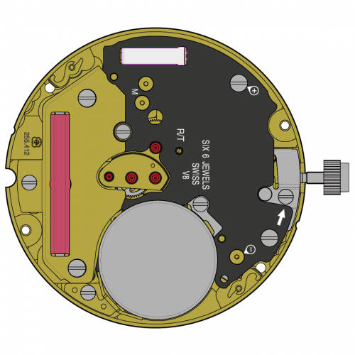 Картинка ETA 255.412 Quartz flatline - механизм для часов кварцевый 10 ½, Швейцария