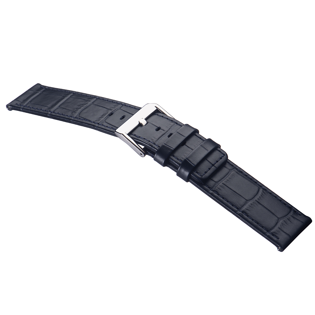 Картинка Stailer Premium 6047 Bold - ремешок для часов тёмно-синий, кожа двойного дубления от tanneries haas (франция), аллигатор, Германия