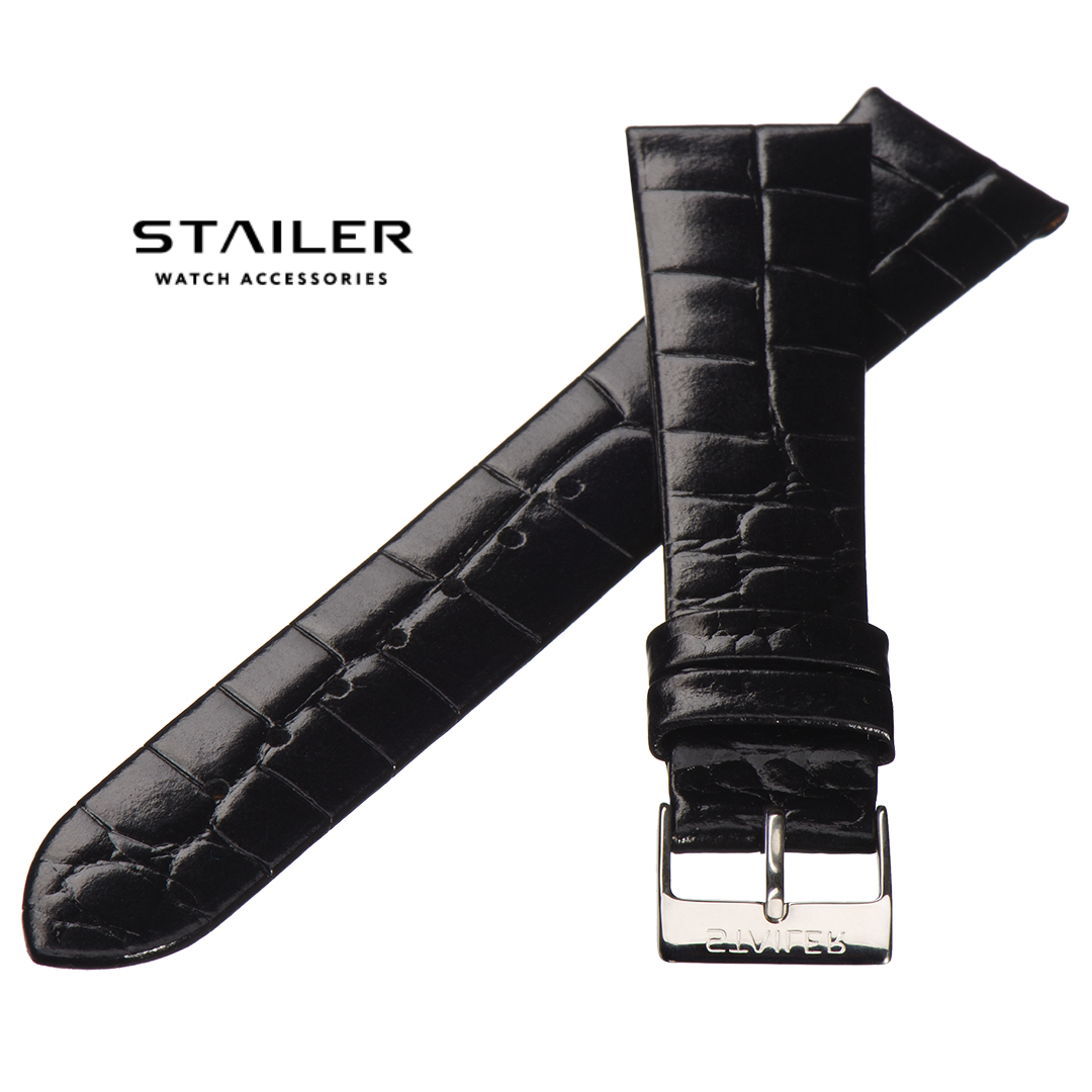 Картинка Stailer 1121 Original - ремешок для часов чёрный, кожа, крокодил, Германия