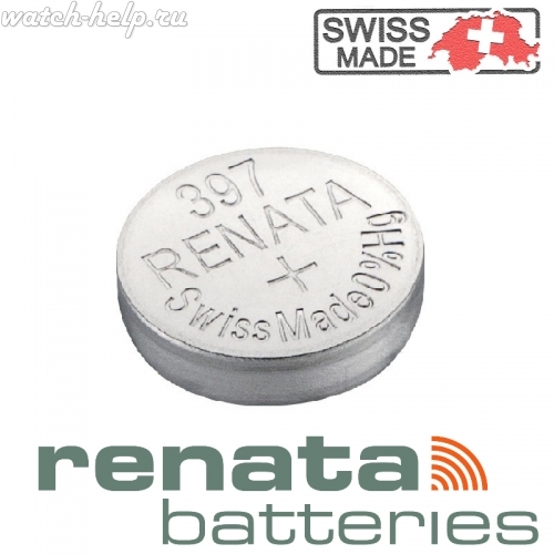 Картинка Renata 397 - батарейка, 2.6 мм x 7.9 мм 1.55 v 32 mah, Швейцария