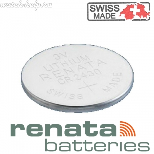 Картинка Renata CR2430 - батарейка, 3 мм x 24.5 мм 3 v 285 mah, Швейцария