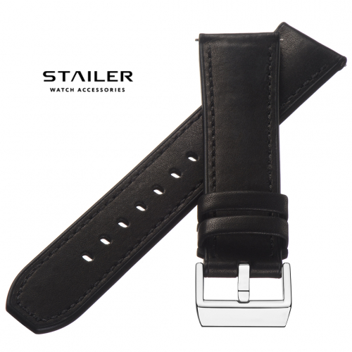 Stailer Premium 6181 Max endurance classic haas - ремешок для часов чёрный, кожа двойного дубления от tanneries haas (франция), гладкий, Германия - мастерская «Часовая Скорая Помощь». Картинка Stailer Premium 6181 Max endurance classic haas - ремешок для часов чёрный, кожа двойного дубления от tanneries haas (франция), гладкий, Германия