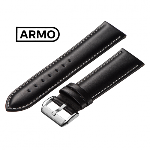 ARMO 1791 - ремешок для часов чёрный, кожа, гладкий - мастерская «Часовая Скорая Помощь». Картинка ARMO 1791 - ремешок для часов чёрный, кожа, гладкий