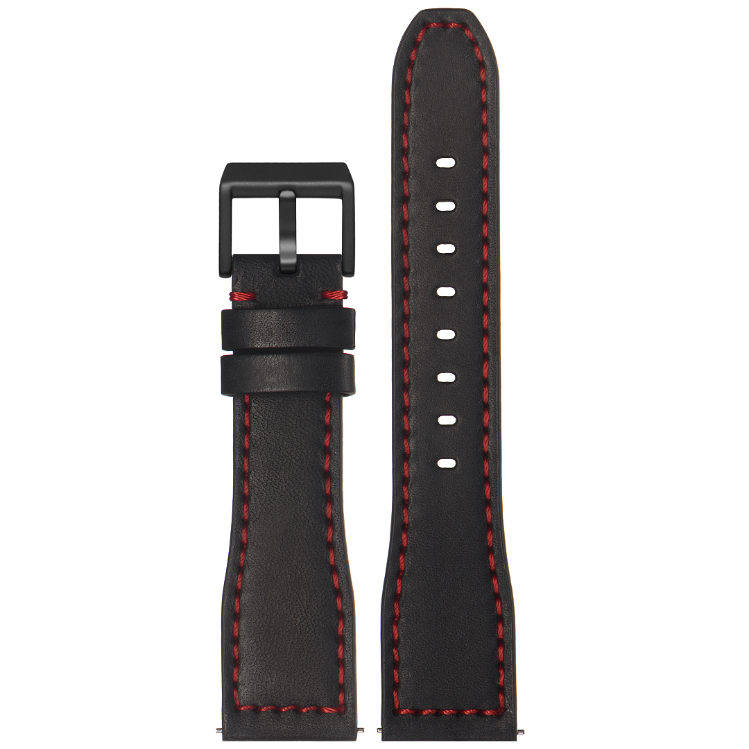 Картинка Stailer Premium 6461 Aviator new - ремешок для часов чёрный, премиальная кожа full grain растительного дубления, гладкий, Германия