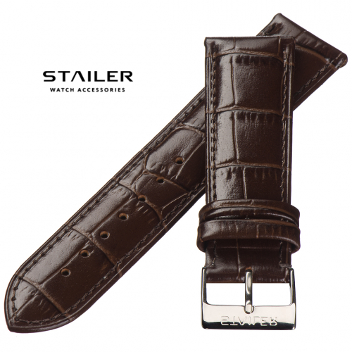 Stailer 2052 Original - ремешок для часов коричневый, кожа, аллигатор, Германия - мастерская «Часовая Скорая Помощь». Картинка Stailer 2052 Original - ремешок для часов коричневый, кожа, аллигатор, Германия