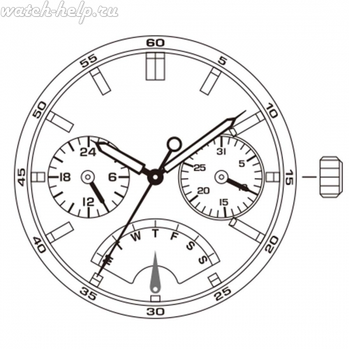 Картинка MIYOTA JR20 Multi-function - механизм для часов кварцевый 12 ½, Япония