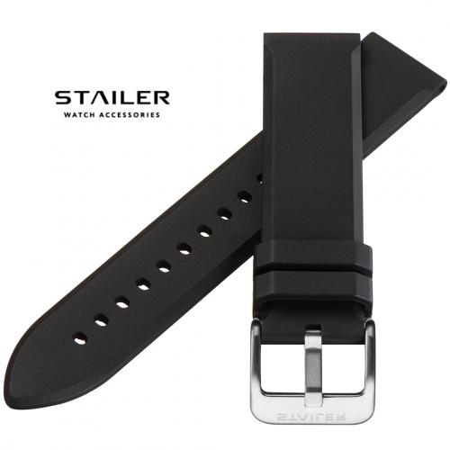Stailer Caoutchouc CS581 Caoutchouc - ремешок для часов чёрный, каучук, гладкий, Германия - мастерская «Часовая Скорая Помощь». Картинка Stailer Caoutchouc CS581 Caoutchouc - ремешок для часов чёрный, каучук, гладкий, Германия