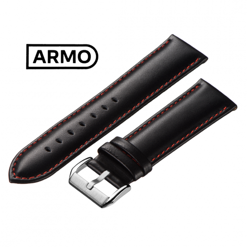 ARMO 1761 - ремешок для часов чёрный, кожа, гладкий, Китай - мастерская «Часовая Скорая Помощь». Картинка ARMO 1761 - ремешок для часов чёрный, кожа, гладкий, Китай