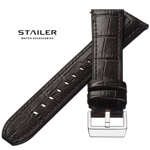РStailer Premium 6192 Max endurance classic - ремешок для часов коричневый, итальянская кожа растительного дубления, аллигатор, Германия - мастерская «Часовая Скорая Помощь». Картинка РStailer Premium 6192 Max endurance classic - ремешок для часов коричневый, итальянская кожа растительного дубления, аллигатор, Германия