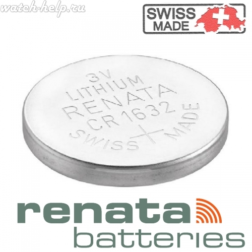 Картинка Renata CR1632 - батарейка, 3.2 мм x 16 мм 3 v 135 mah, Швейцария