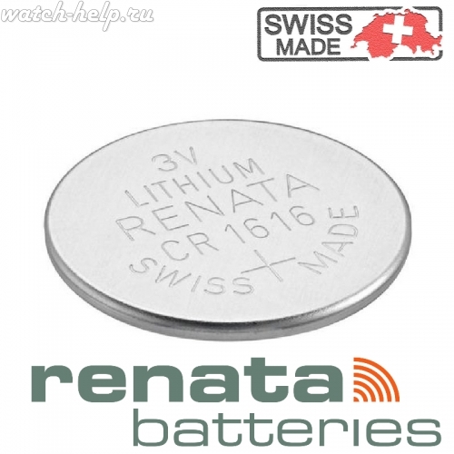 Картинка Renata CR1616 - батарейка, 1.6 мм x 16 мм 3 v 50 mah, Швейцария