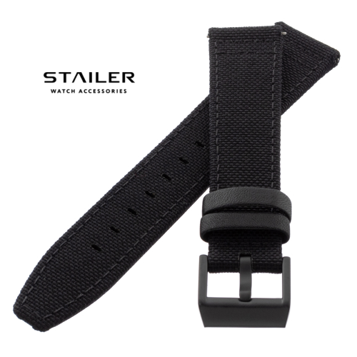 Stailer Premium 7401 Cordura fabric - ремешок для часов чёрный/чёрный, кордура, кордура, Германия - мастерская «Часовая Скорая Помощь». Картинка Stailer Premium 7401 Cordura fabric - ремешок для часов чёрный/чёрный, кордура, кордура, Германия