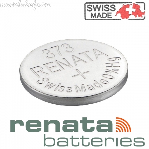 Картинка Renata 373 - батарейка, 1.6 мм x 9.5 мм 1.55 v 29 mah, Швейцария