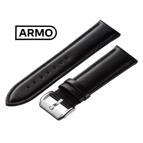 ARMO 2701 - ремешок для часов чёрный, кожа, гладкий - мастерская «Часовая Скорая Помощь». Картинка ARMO 2701 - ремешок для часов чёрный, кожа, гладкий