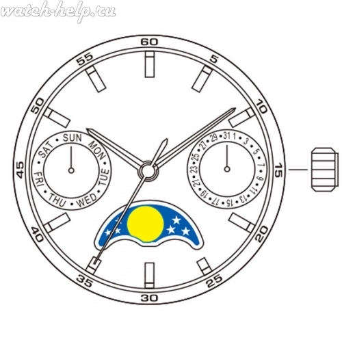 Картинка MIYOTA 6P20 Multi-function - механизм для часов кварцевый 10 ½, Япония