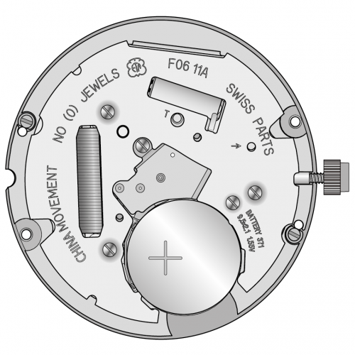 Картинка ETA F06.11A - механизм для часов кварцевый 11 ½, Швейцария