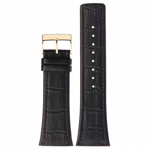 Картинка SKAGEN - 984LRLB OEM Stailer - ремешок для часов чёрный, натуральная кожа телёнка, аллигатор, Германия