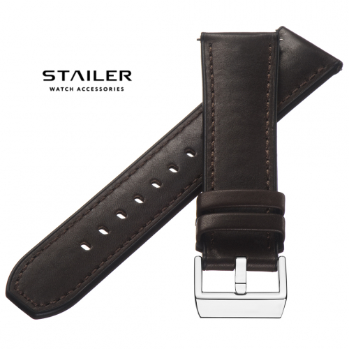 Картинка Stailer Premium 6182 Max endurance classic haas - ремешок для часов коричневый, кожа двойного дубления от tanneries haas (франция), гладкий, Германия