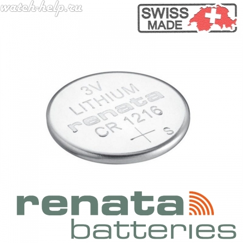 Картинка Renata CR1216 - батарейка, 1.2 мм x 16 мм 3 v 25 mah, Швейцария