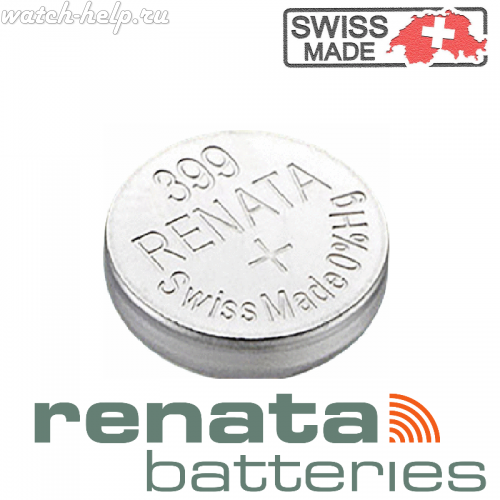 Картинка Renata 399 - батарейка, 2.7 мм x 9.5 мм 1.55 v 53 mah, Швейцария