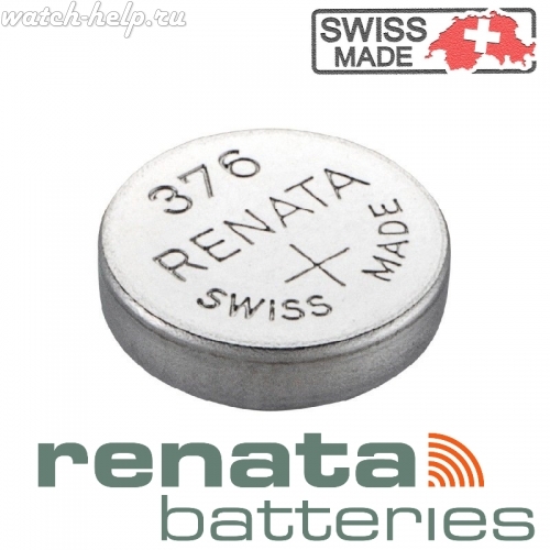 Картинка Renata 376 - батарейка, 2.6 мм x 6.8 мм 1.55 v 27 mah, Швейцария