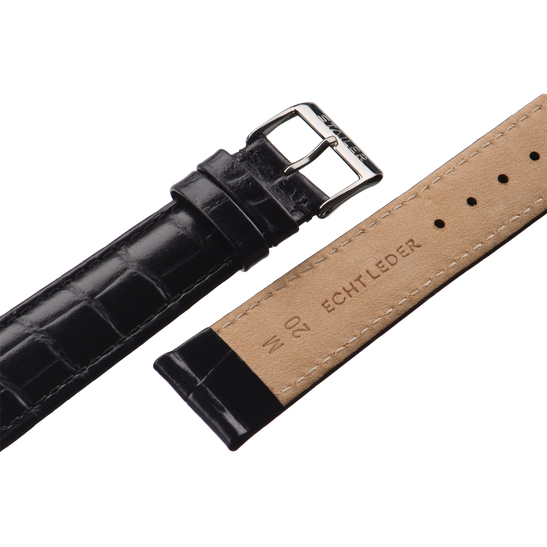 Картинка Stailer 2121 Original - ремешок для часов чёрный, кожа, аллигатор, Германия