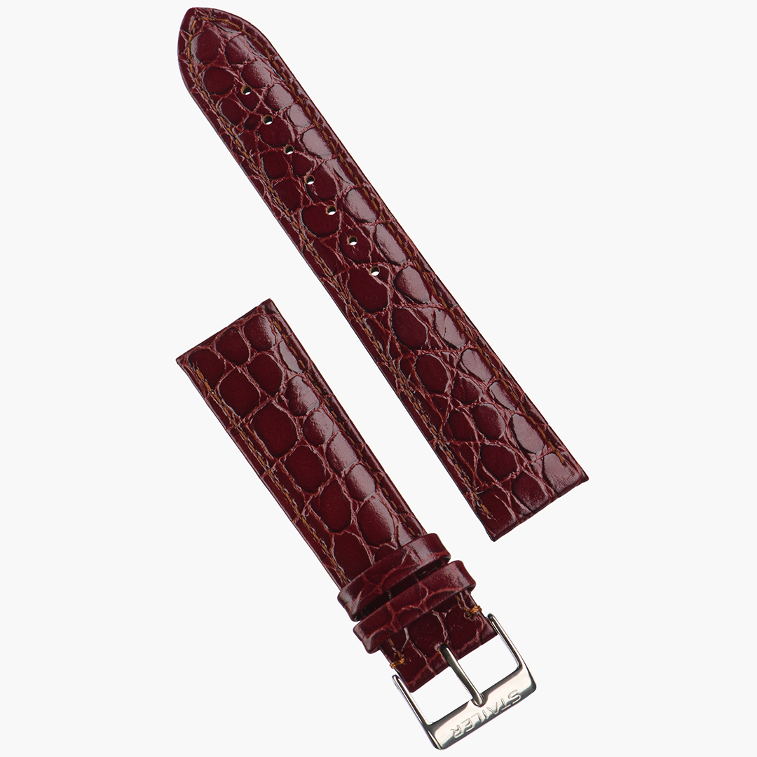 Картинка Stailer 1042 Original - ремешок для часов бордовый, кожа, крокодил, Германия