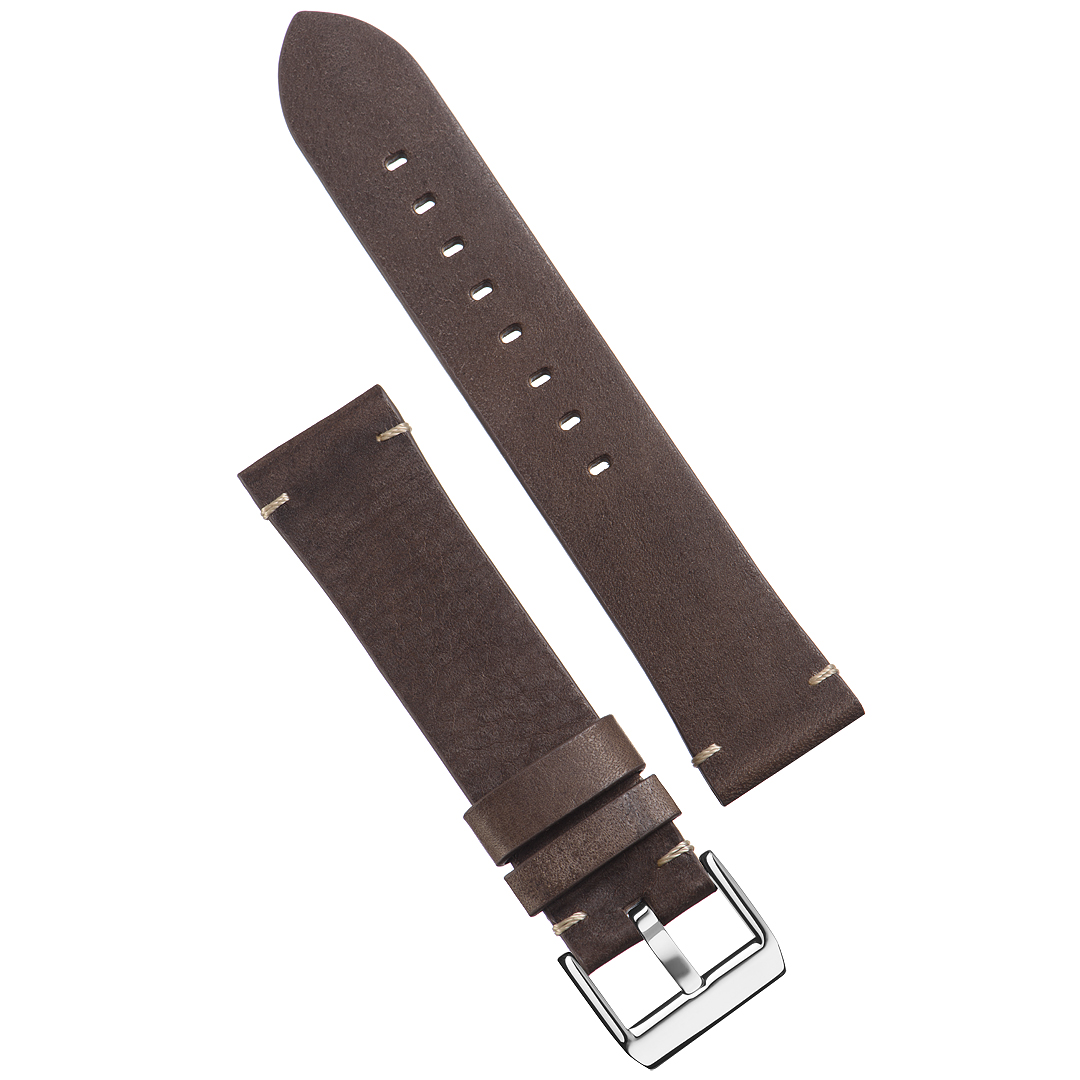 Картинка Stailer Premium 5974 Select - ремешок для часов тёмно-серый, премиальная кожа full grain растительного дубления, гладкий, Германия