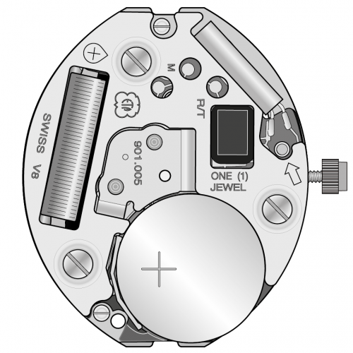 Картинка ETA 901.005 - механизм для часов кварцевый 5 ½ × 6¾, Швейцария