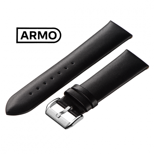 ARMO 3701 - ремешок для часов чёрный, кожа, гладкий - мастерская «Часовая Скорая Помощь». Картинка ARMO 3701 - ремешок для часов чёрный, кожа, гладкий