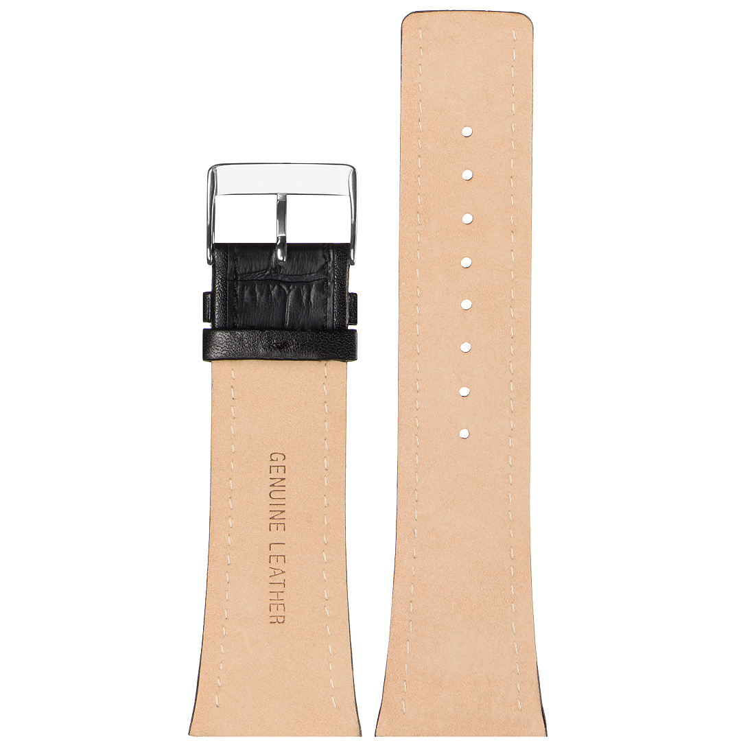 Картинка SKAGEN - 984LSLB OEM Stailer - ремешок для часов чёрный, натуральная кожа телёнка, аллигатор, Германия