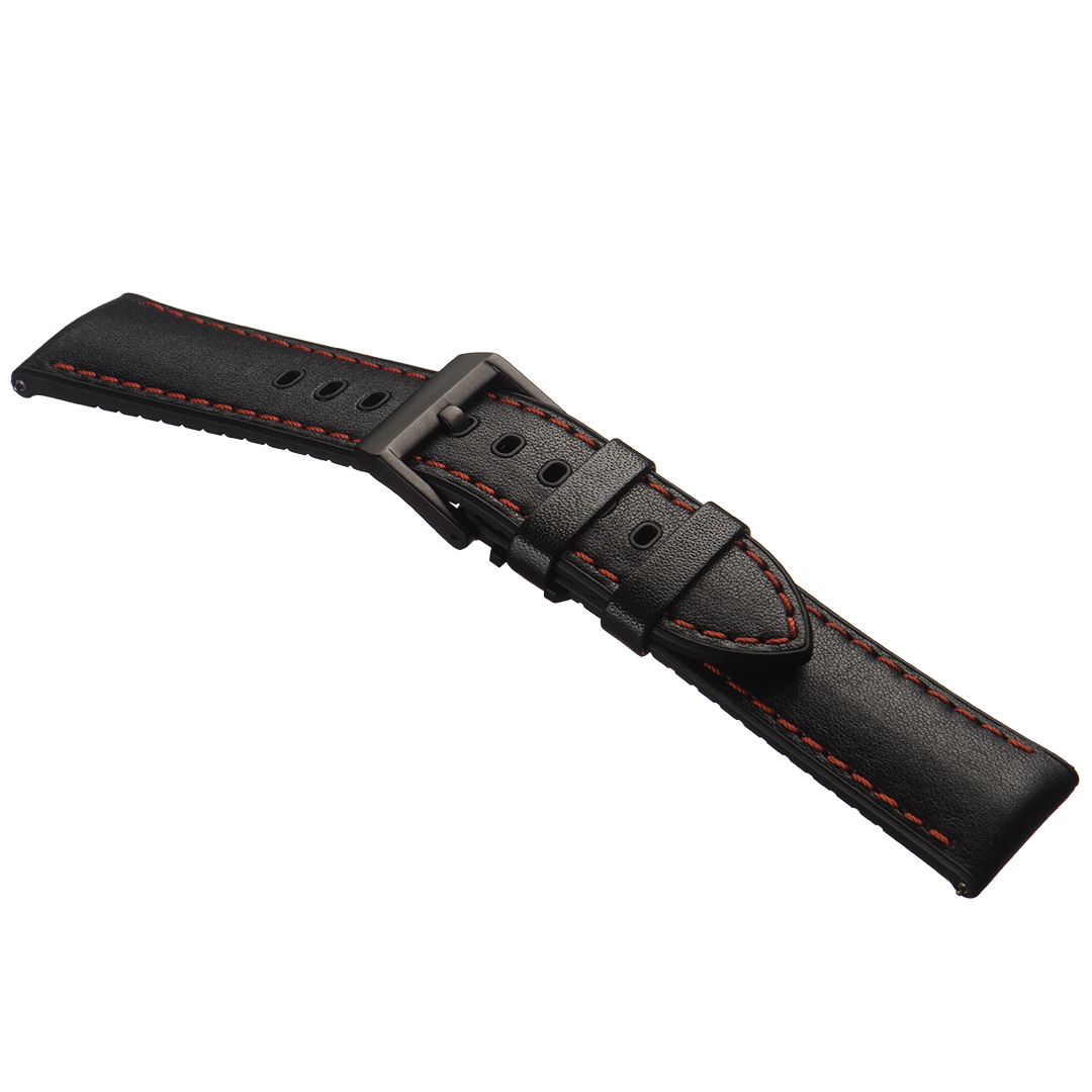 Картинка Stailer Premium 6091A Max endurance sport - ремешок для часов чёрный, влагостойкая кожа, гладкий, Германия