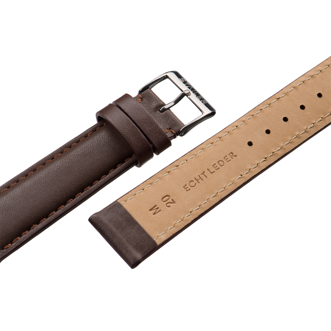 Картинка Stailer 1262 Original - ремешок для часов коричневый, кожа, гладкий, Германия