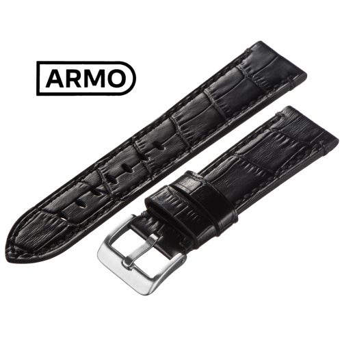 ARMO 4901 - ремешок для часов чёрный, кожа, аллигатор - мастерская «Часовая Скорая Помощь». Картинка ARMO 4901 - ремешок для часов чёрный, кожа, аллигатор