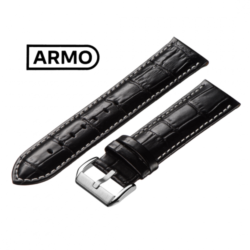 ARMO 1991 - ремешок для часов чёрный, кожа, аллигатор - мастерская «Часовая Скорая Помощь». Картинка ARMO 1991 - ремешок для часов чёрный, кожа, аллигатор