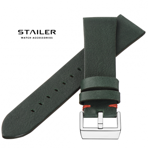 Stailer Premium 5968 Select - ремешок для часов зелёный, премиальная кожа full grain растительного дубления, гладкий, Германия - мастерская «Часовая Скорая Помощь». Картинка Stailer Premium 5968 Select - ремешок для часов зелёный, премиальная кожа full grain растительного дубления, гладкий, Германия