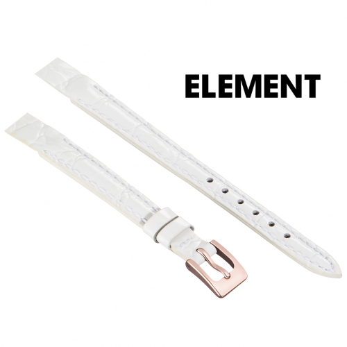 Картинка ELEMENT 830 Open ends - ремешок для часов белый, кожа, крокодил, Германия