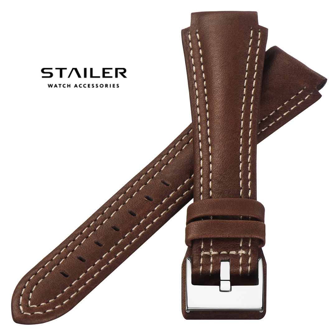 Stailer Premium 5132 Navigator - ремешок для часов коричневый, итальянская кожа растительного дубления, гладкий, Германия - мастерская «Часовая Скорая Помощь». Картинка Stailer Premium 5132 Navigator - ремешок для часов коричневый, итальянская кожа растительного дубления, гладкий, Германия