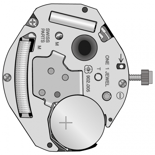 Картинка ETA 902.005 - механизм для часов кварцевый 6 ¾ × 8, Швейцария