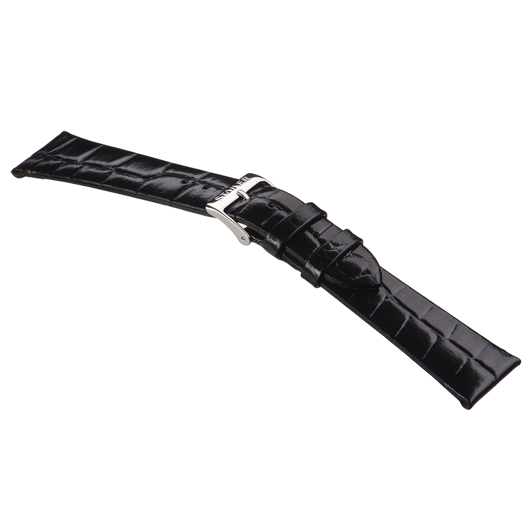 Картинка Stailer 1121 Original - ремешок для часов чёрный, кожа, крокодил, Германия