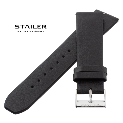 Картинка Stailer Premium 5731 Alaska - ремешок для часов чёрный, итальянская кожа растительного дубления, замша, Германия