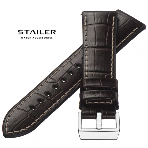 Картинка Stailer Premium 6072 Max endurance sport - ремешок для часов коричневый, итальянская кожа растительного дубления, аллигатор, Германия