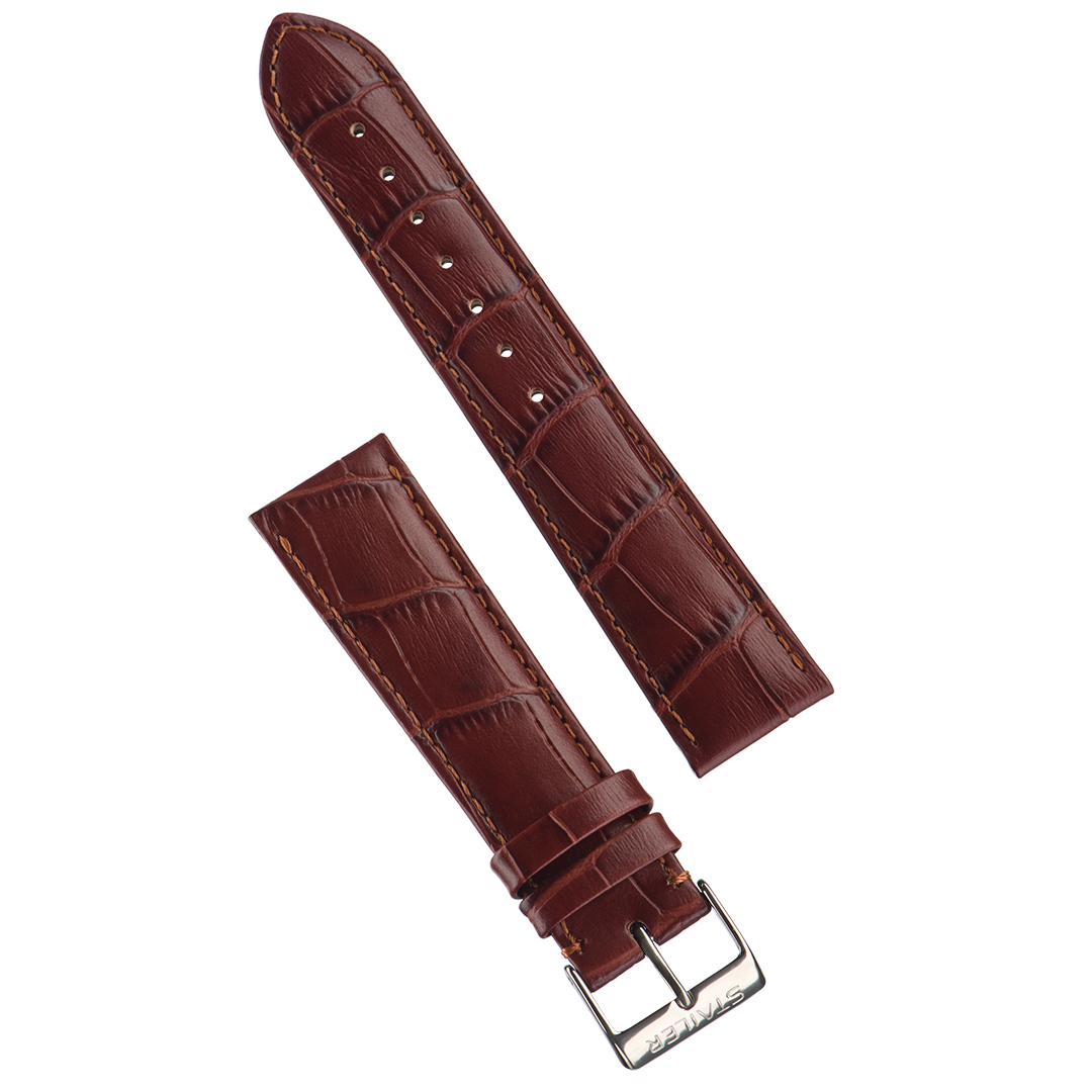 Картинка Stailer 1555 Original - ремешок для часов коричневый, кожа, аллигатор, Германия