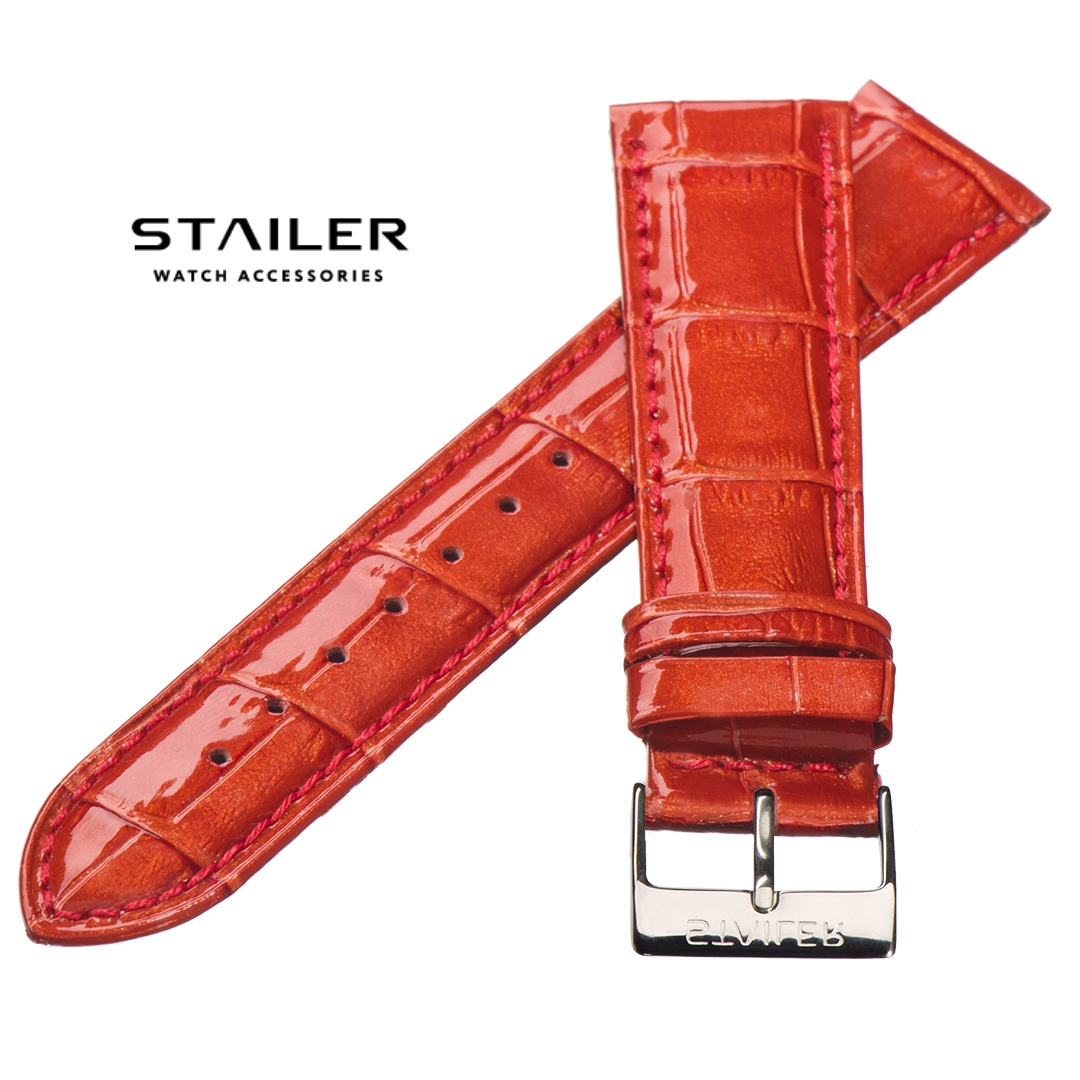 Картинка Stailer 4126 Original - ремешок для часов красный, кожа, крокодил, Германия