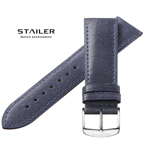 Stailer Premium 6067 Vintage - ремешок для часов синий, итальянская кожа растительного дубления, гладкий, Германия - мастерская «Часовая Скорая Помощь». Картинка Stailer Premium 6067 Vintage - ремешок для часов синий, итальянская кожа растительного дубления, гладкий, Германия