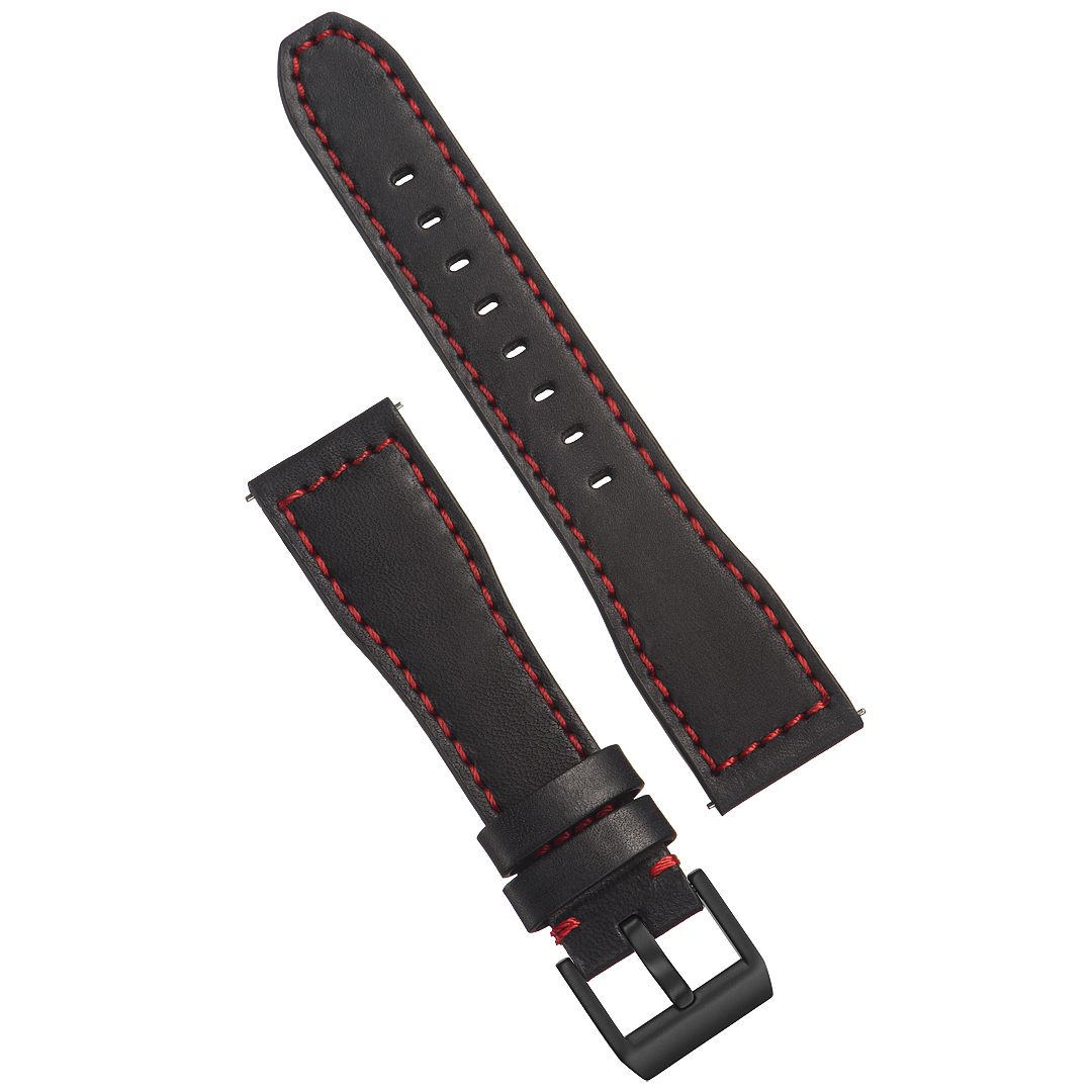Картинка Stailer Premium 6461 Aviator new - ремешок для часов чёрный, премиальная кожа full grain растительного дубления, гладкий, Германия
