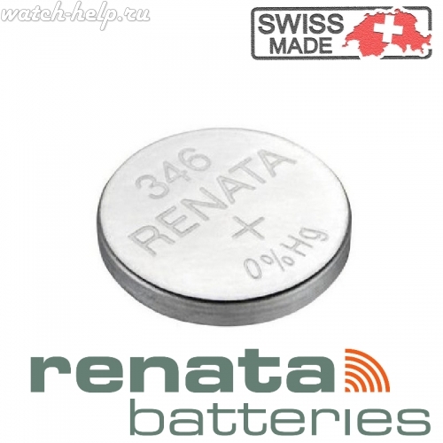 Картинка Renata 346 - батарейка, 1.2 мм x 7.9 мм 1.55 v 9.5 mah, Швейцария
