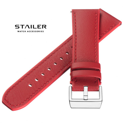 Картинка Stailer Premium 7306 Max endurance classic dani leather - ремешок для часов красный, анилиновая кожа от dani (италия), гладкий, Германия